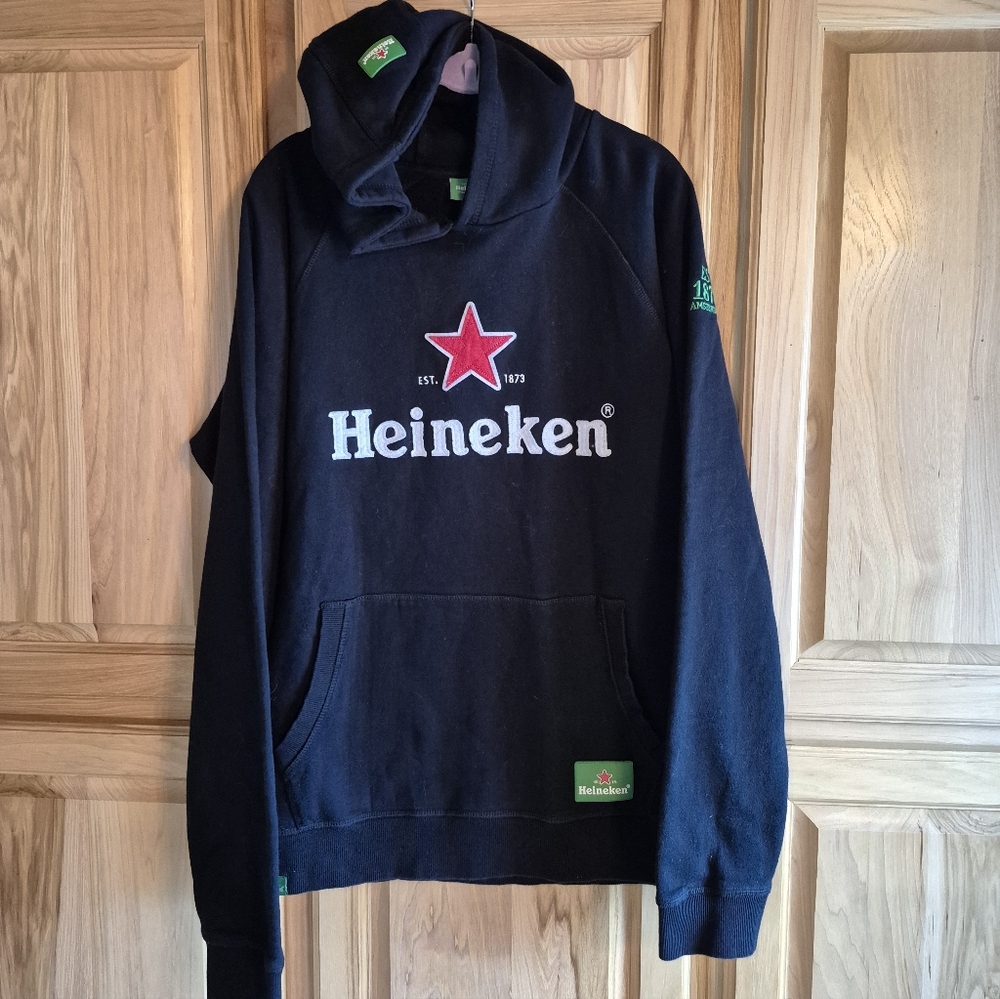Heineken Men's XL Official Merchandise Star Black/Red Hoodie Hooded Sweatshirt